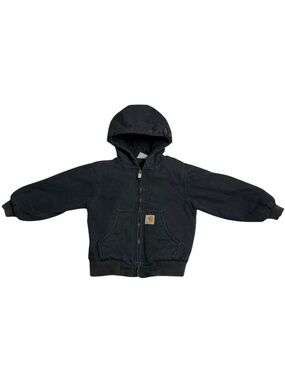 Carhartt Kids Black Hooded Insulated Jacket Size XXS 4-5